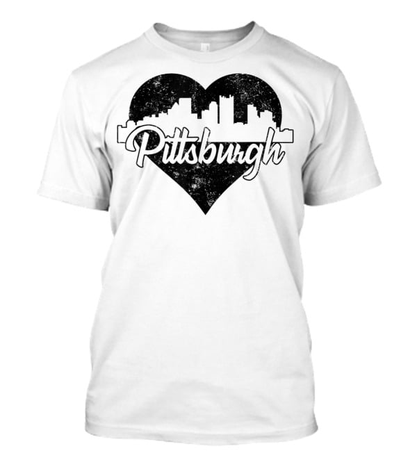 Retro Pittsburgh Skyline Heart T-Shirt