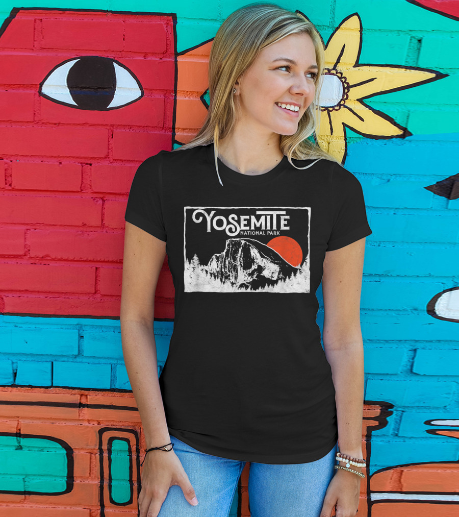 Yosemite National Park Half Dome Retro Sun T-Shirt