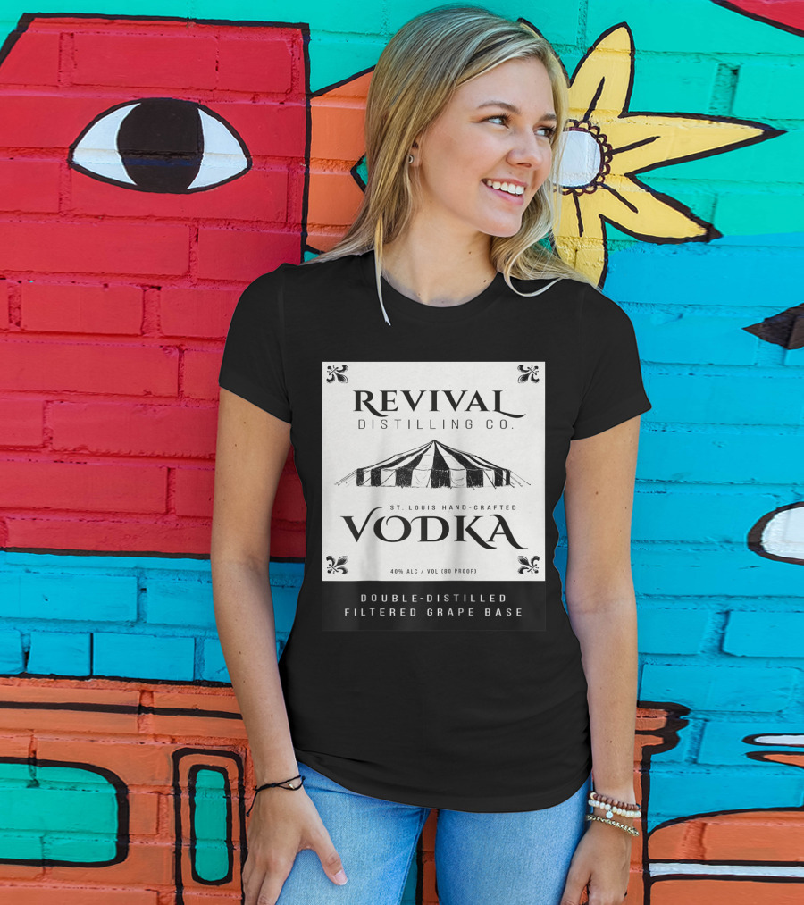 Revival Distilling Co. St. Louis Hand-Crafted Vodka Double-Distilled Filtered Grape Base T-Shirt