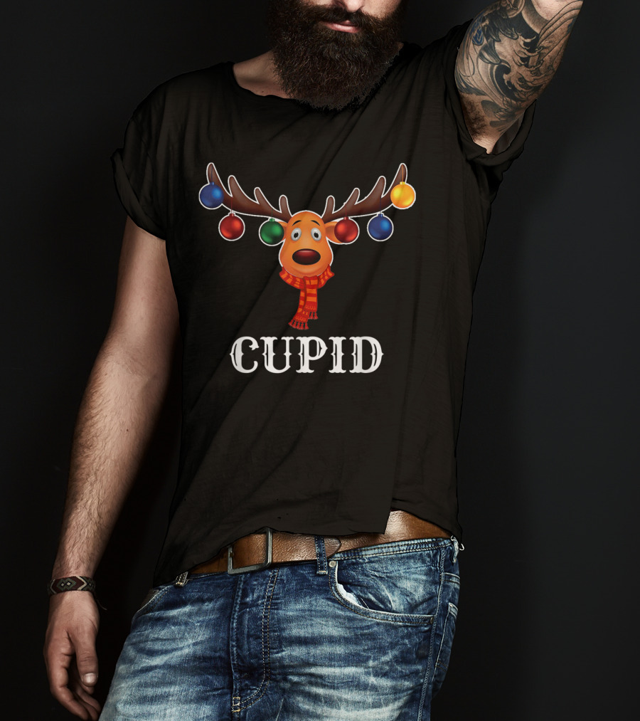 Cupid Reindeer Christmas Lights Holiday Humor T-Shirt