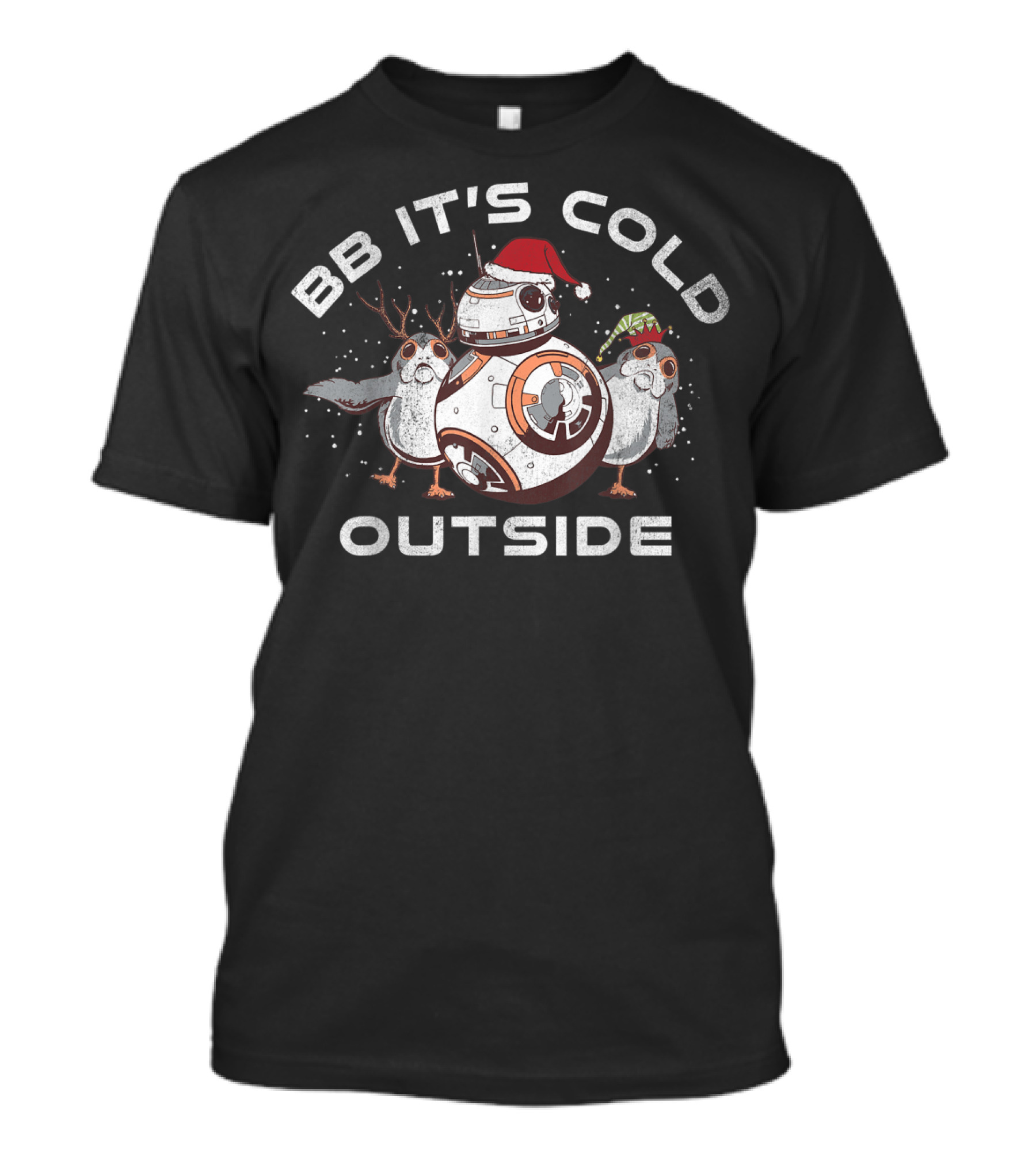 BB It's Cold Outside Star Wars BB-8 Porg Santa Hat T-Shirt