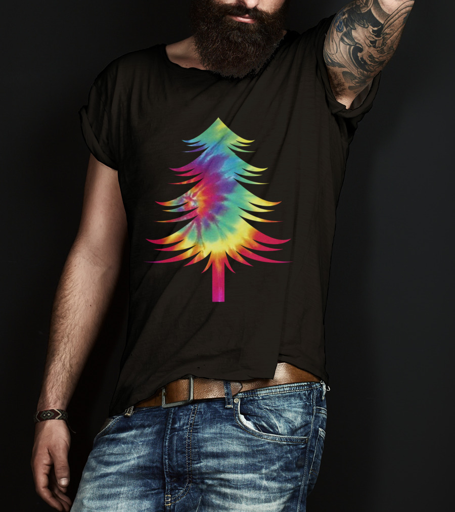 Tie Dye Christmas Tree Colorful Tye Dye Rainbow Effect T-Shirt