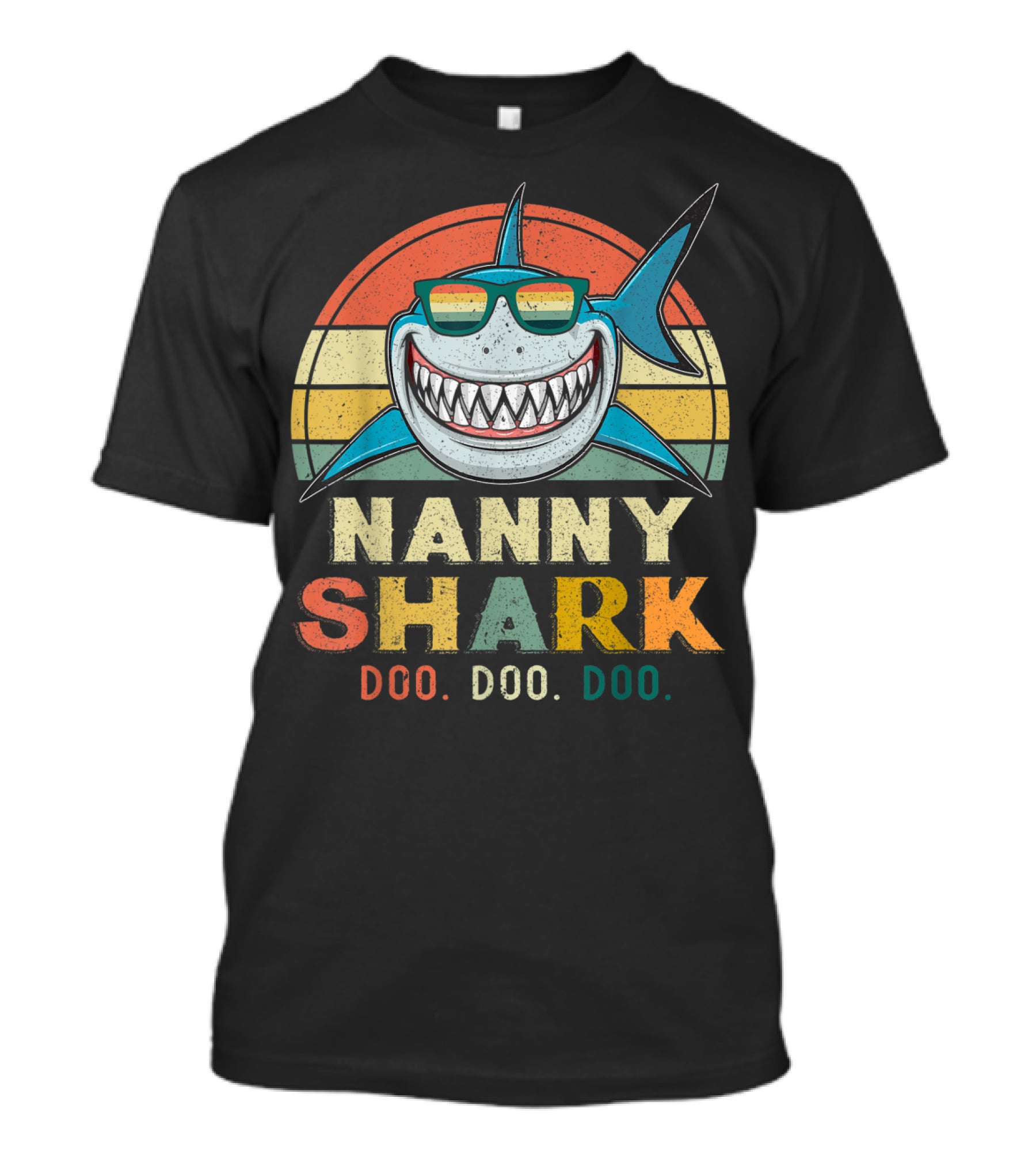 Nanny Shark Doo Doo Doo Vintage Retro Grandma Shark Sunglasses T-Shirt
