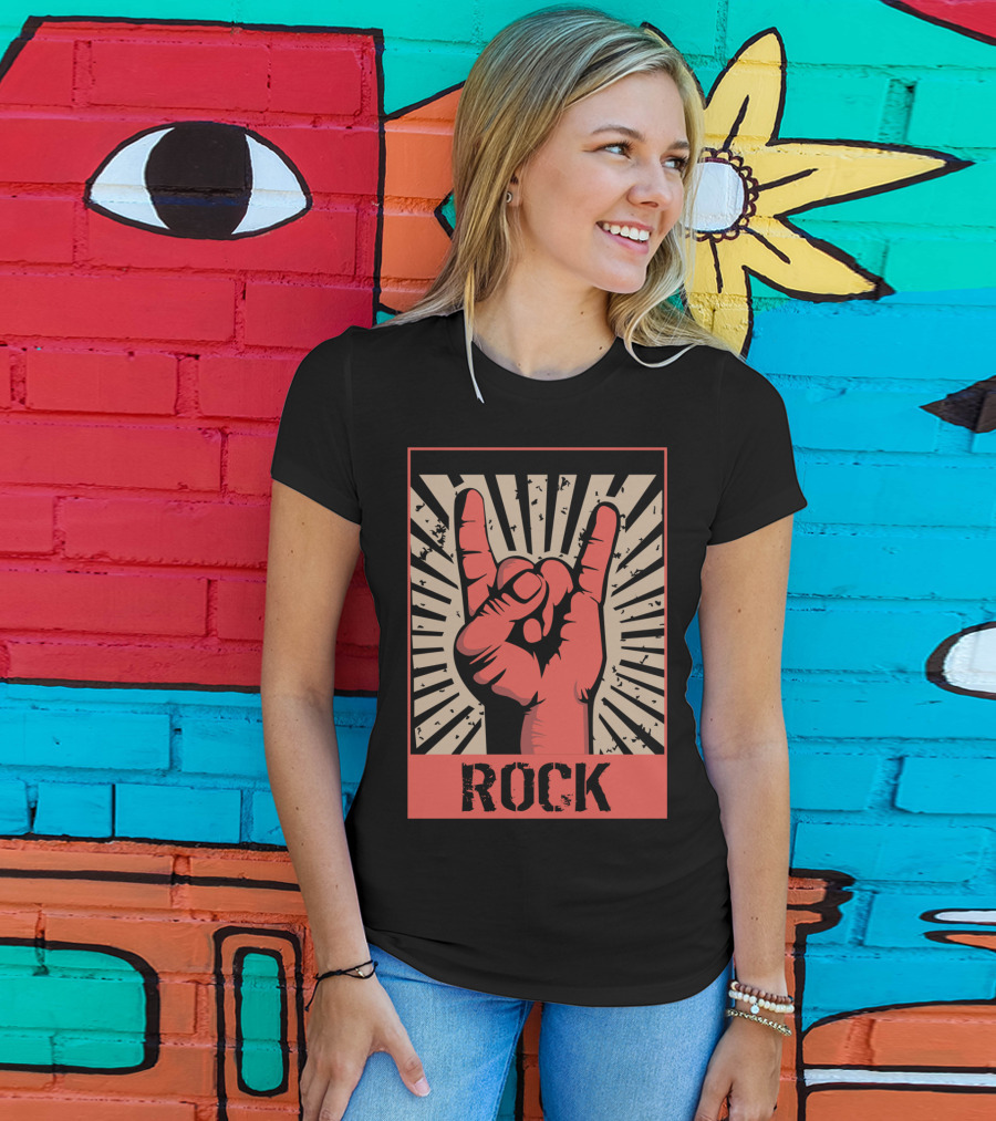 Vintage Rock Hand Gesture 70s 80s Concert Band T-Shirt
