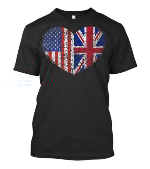 USA United Kingdom Heart Dual Citizenship Flag T-Shirt