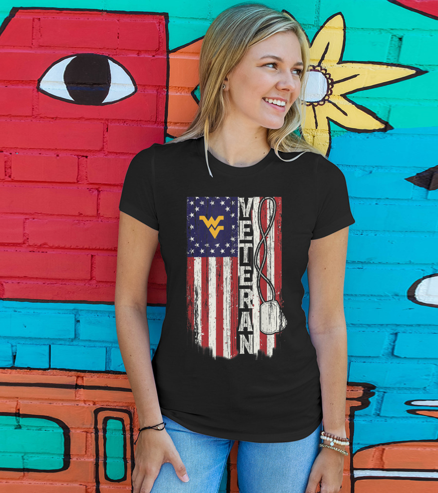 West Virginia Mountaineers Veteran American Flag T-Shirt