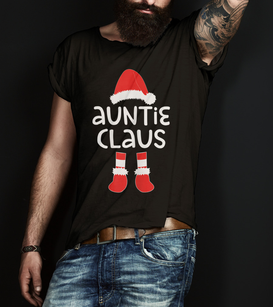 Santa Hat And Boots Auntie Claus Christmas T-Shirt