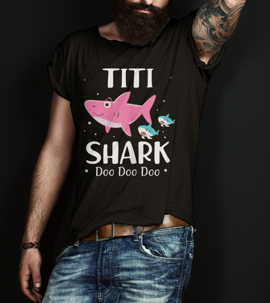Titi Shark Doo Doo Doo Cute Cartoon Pink And Blue Sharks T-Shirt
