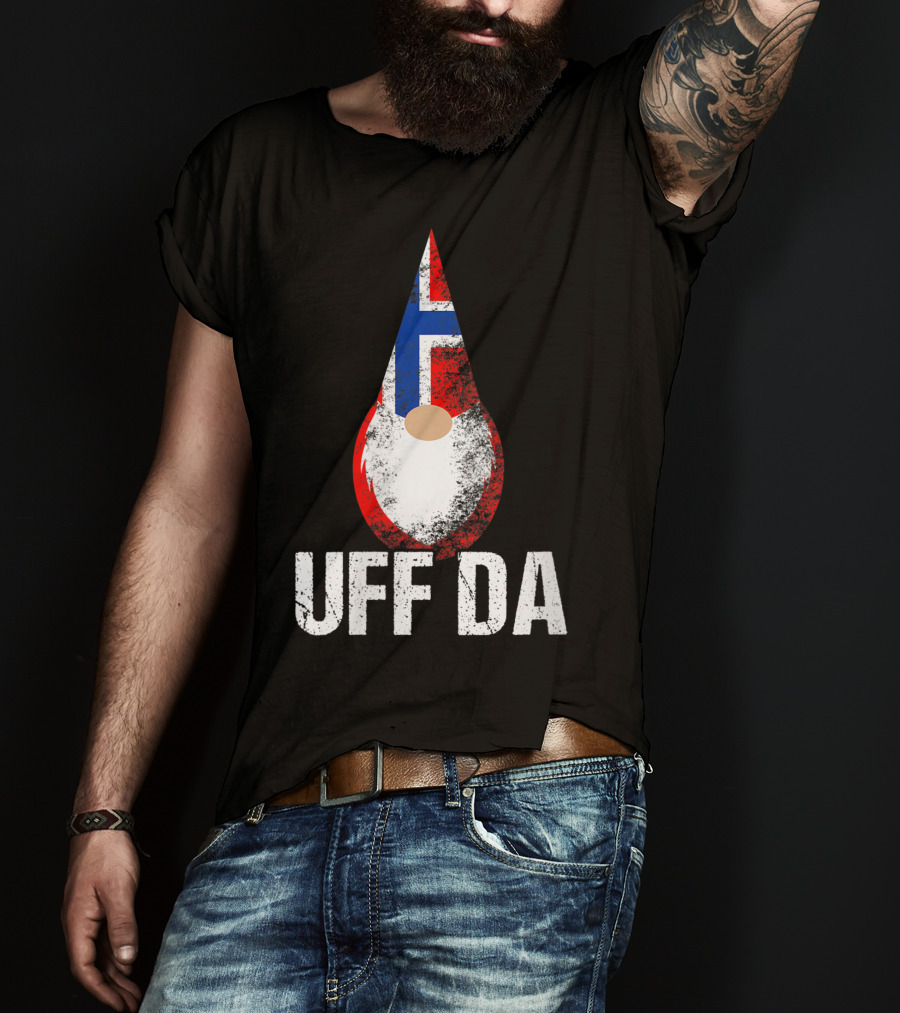 Uff Da Norwegian Flag Gnome Norway Tomte T-Shirt