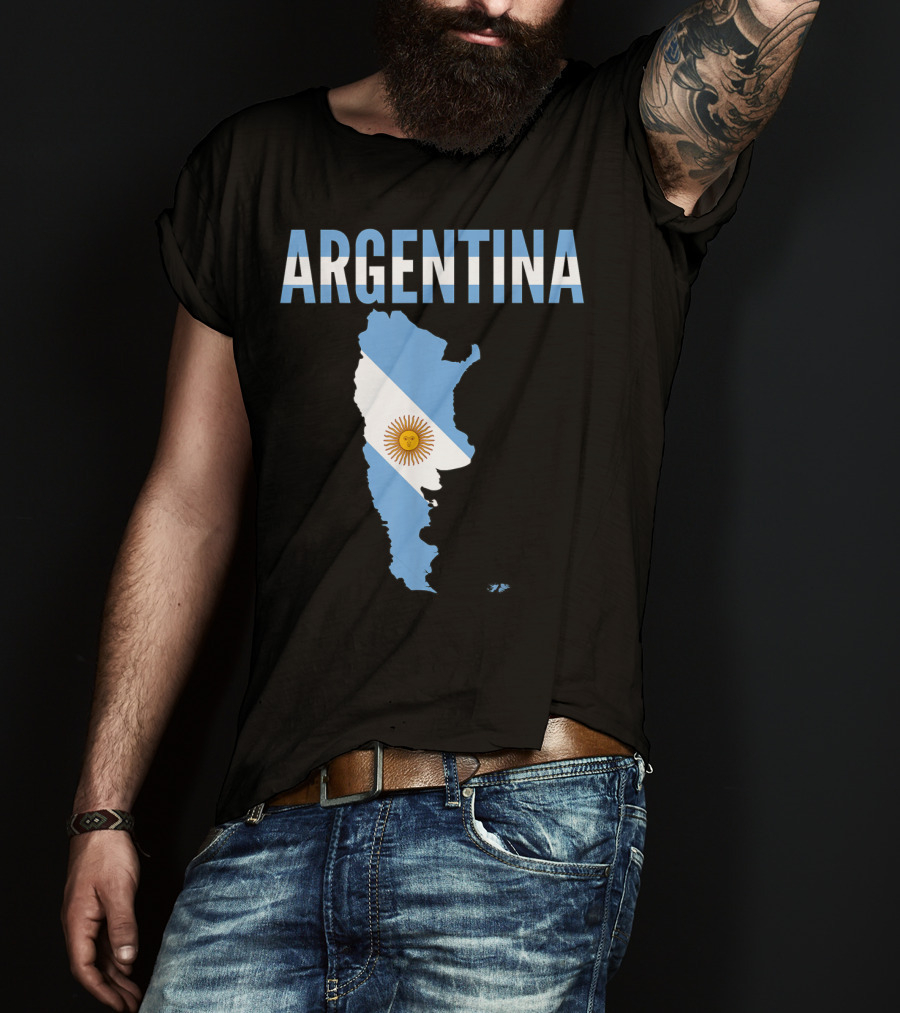 ARGENTINA Map Country Flag Sun Emblem T-Shirt