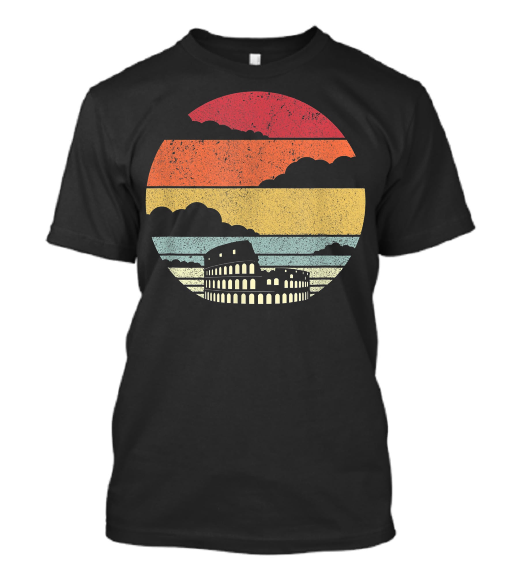 Colosseum Rome Italy Vintage Sunset Stripes T-Shirt