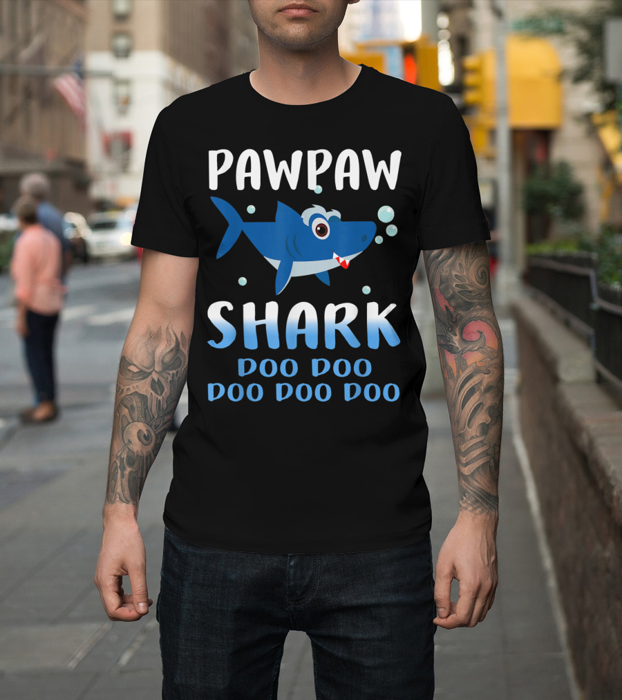 Fathers Day Pawpaw Shark Doo Doo Doo Doo Baby Shark T-Shirt