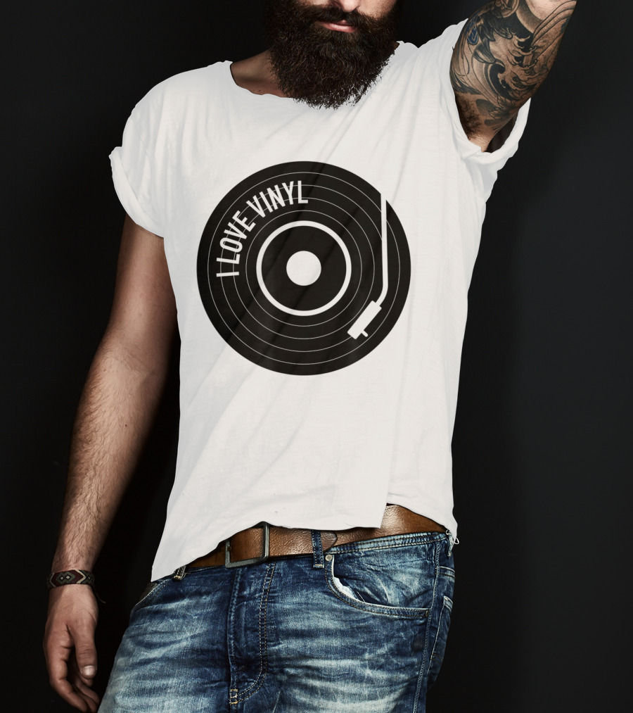 I Love Vinyl Record Player Vintage Music Enthusiast T-Shirt