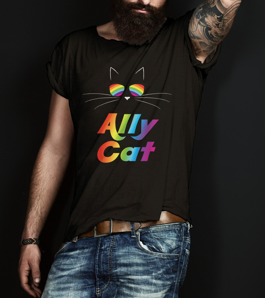 Ally Cat Rainbow Sunglasses Kitty T-Shirt