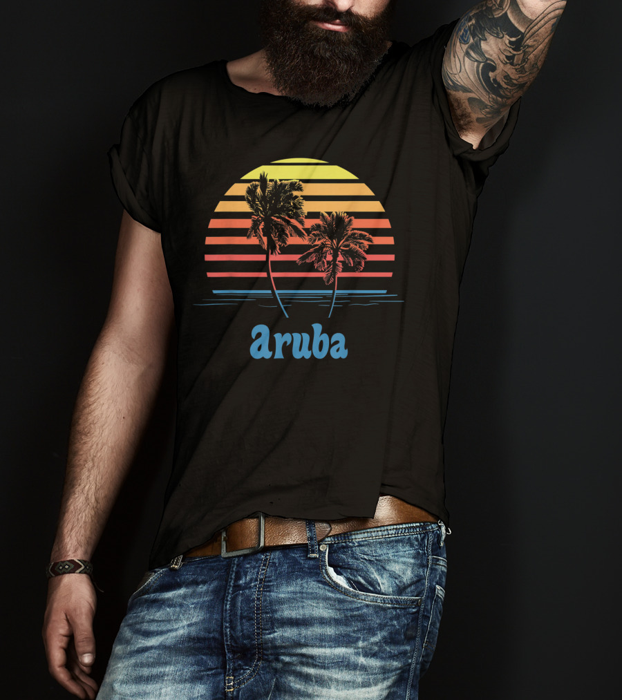Aruba Palm Trees Sunset Beach Vacation Vibes T-Shirt