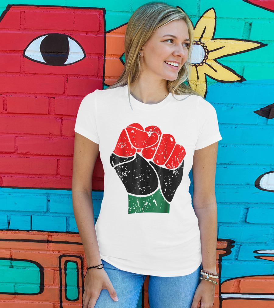 Black History Red Black And Green Pride Fist Symbol Of Empowerment T-Shirt