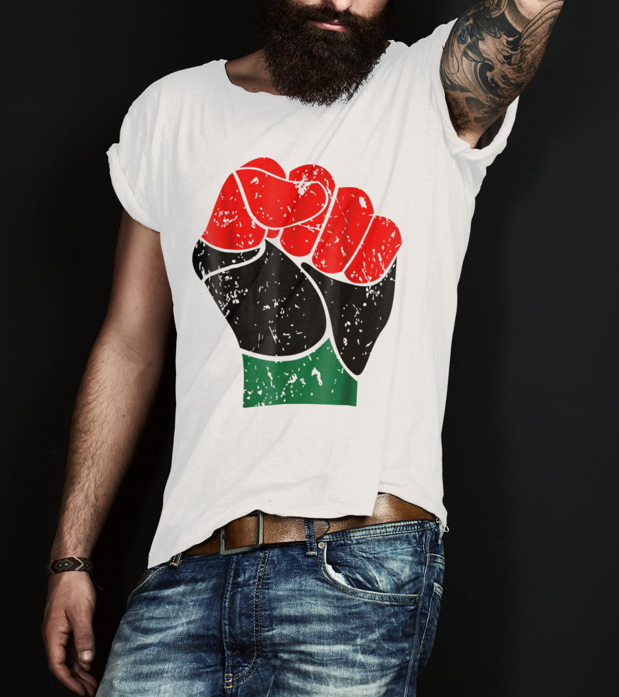 Black History Red Black And Green Pride Fist Symbol Of Empowerment T-Shirt