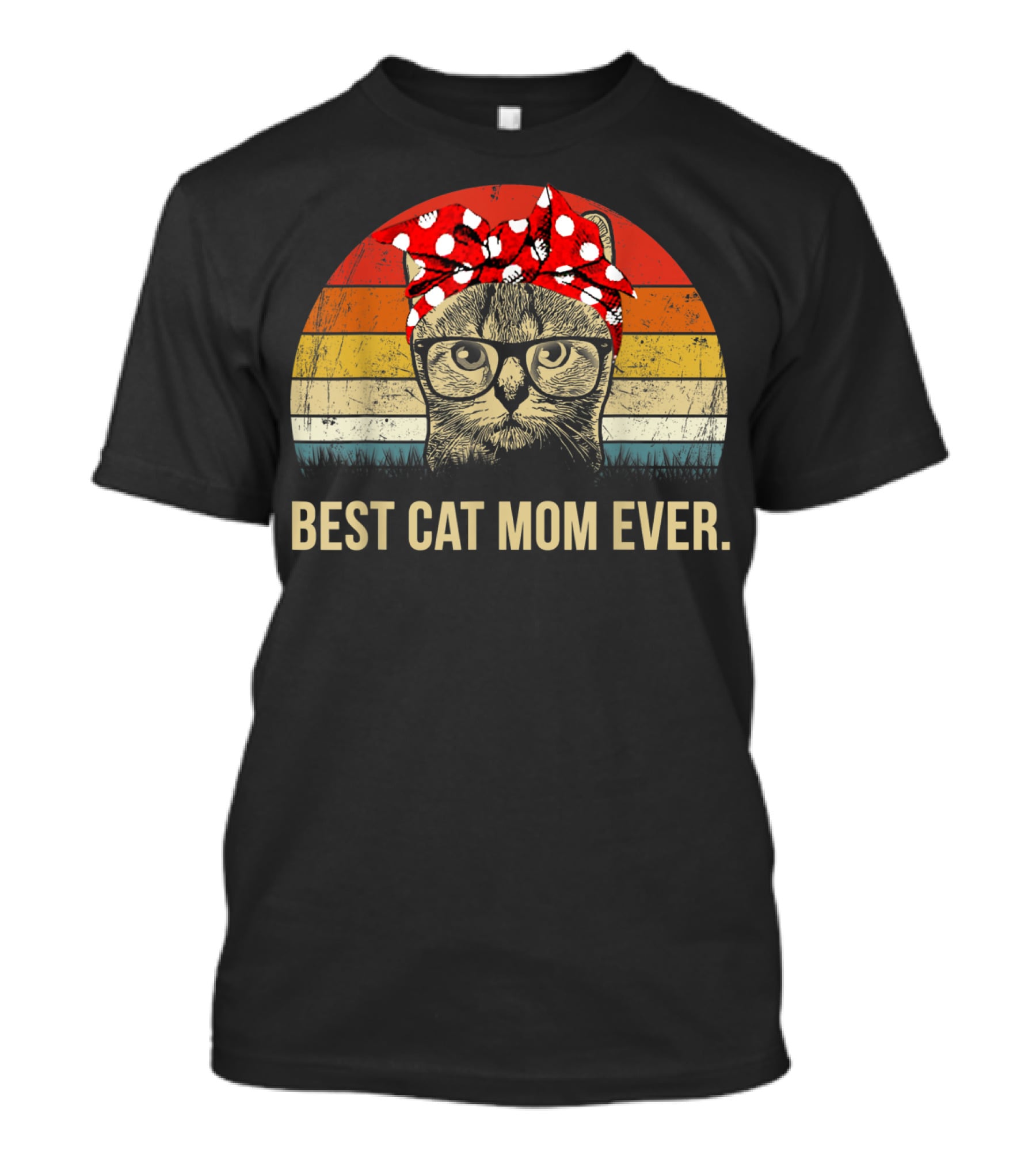 Best Cat Mom Ever Vintage Retro Graphic Cat MomyGift T-Shirt