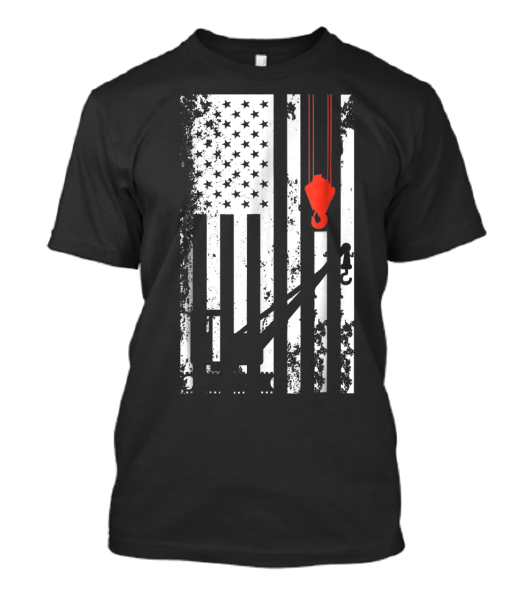 American Flag Crane Operator Hook And Lines T-Shirt