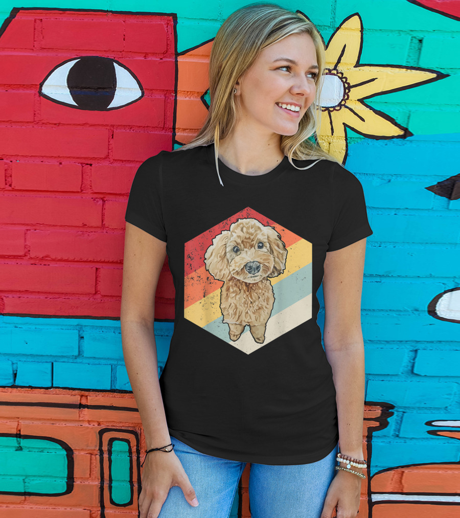 Cute Cavapoo Dog Pet Vintage Retro Stripes T-Shirt