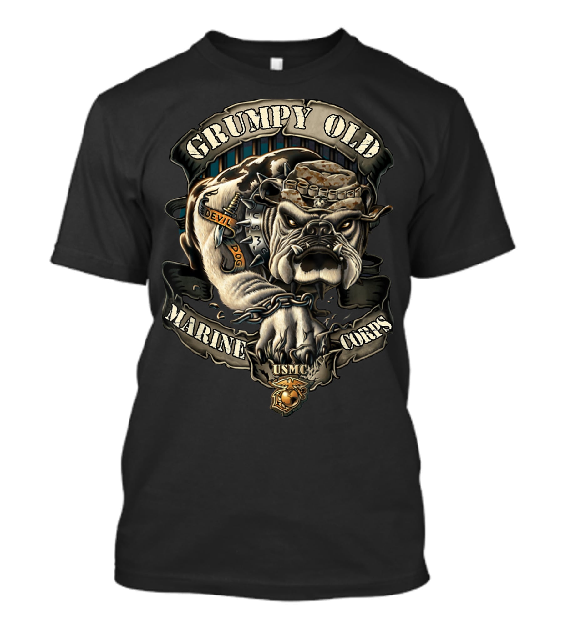Grumpy Old Marine Corps Devil Dog USMC Veteran T-Shirt