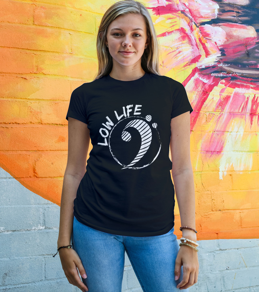 Low Life Clef Bass Clef Guitar Music Humor T-Shirt
