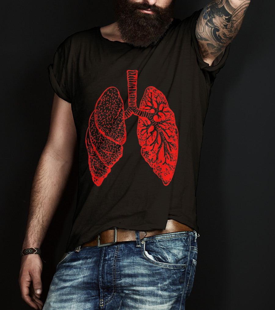 Anatomy Drawing Pulmonologist Respiratory Lungs Red T-Shirt