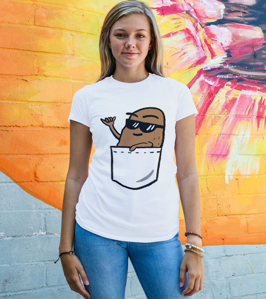 Awesome Hang Loose Potato Shaka In Pocket T-Shirt