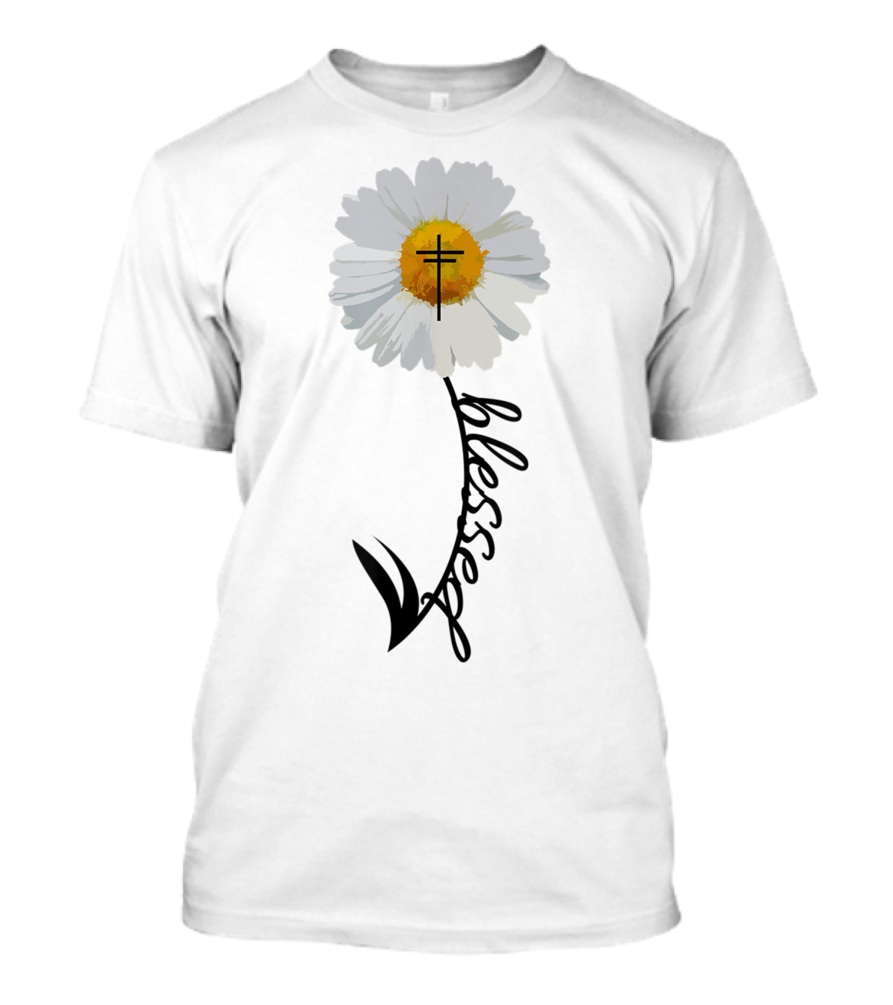 Blessed Cross Christian Daisy Trendy Bible T-Shirt