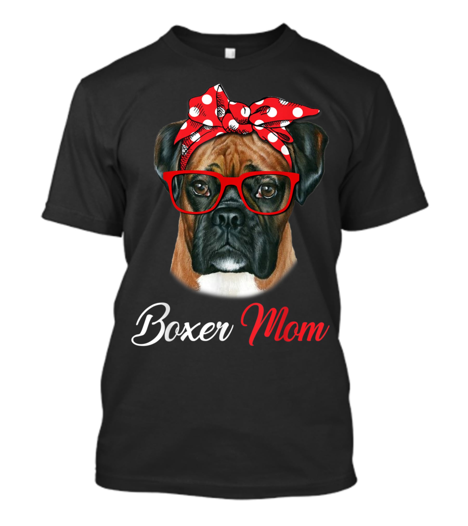 Boxer Mom Red Headband Glasses Dog T-Shirt