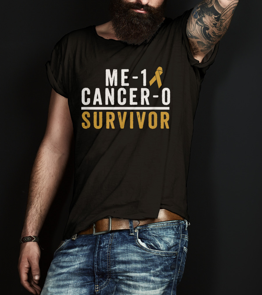 Me-1 Cancer-0 Survivor Gold Ribbon Awareness T-Shirt