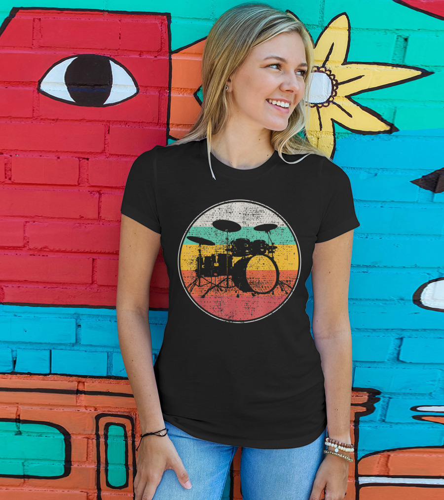 Drumset Vintage Retro Drums Drummer Band T-Shirt