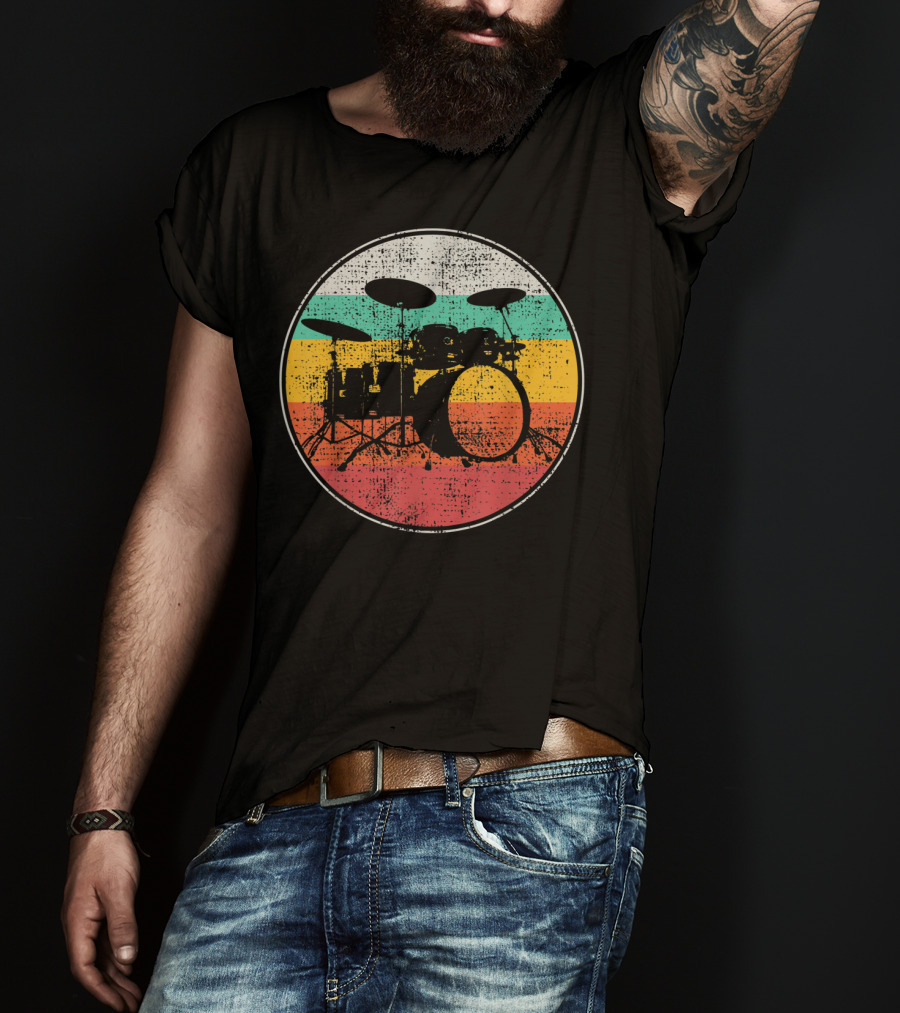 Drumset Vintage Retro Drums Drummer Band T-Shirt