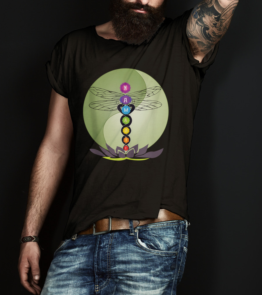 Namaste Chakra Dragonfly With Lotus And Yin Yang T-Shirt