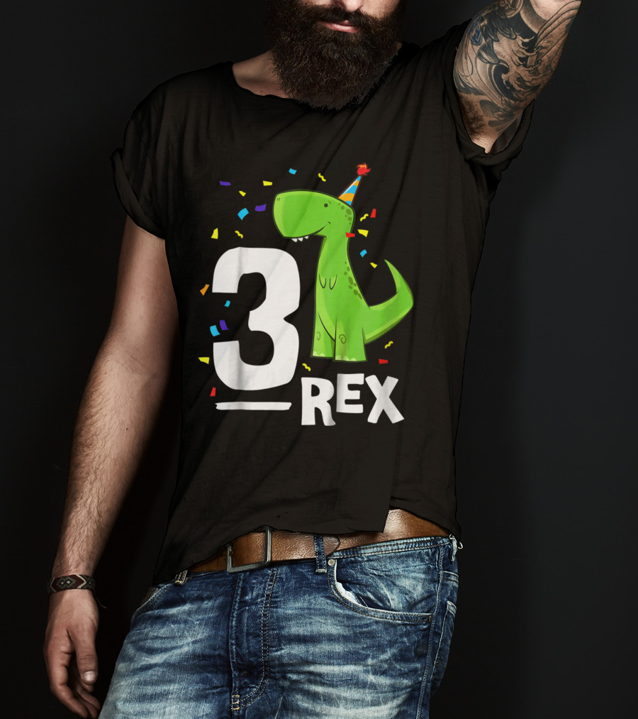 3 Rex Kids Threerex Birthday Party Dinosaur T-Shirt