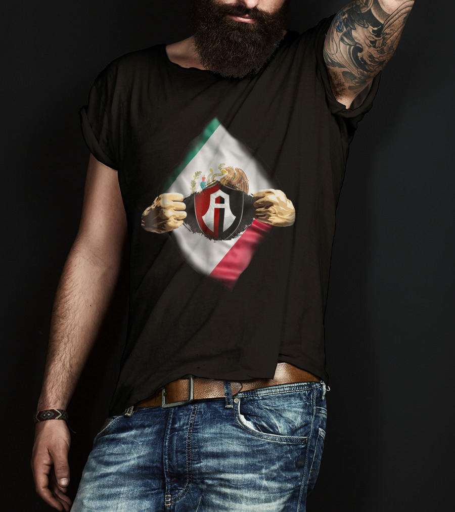 Atlas Heartbeat Love Funny Fan Atlas FC Mexican Flag Emblem T-Shirt