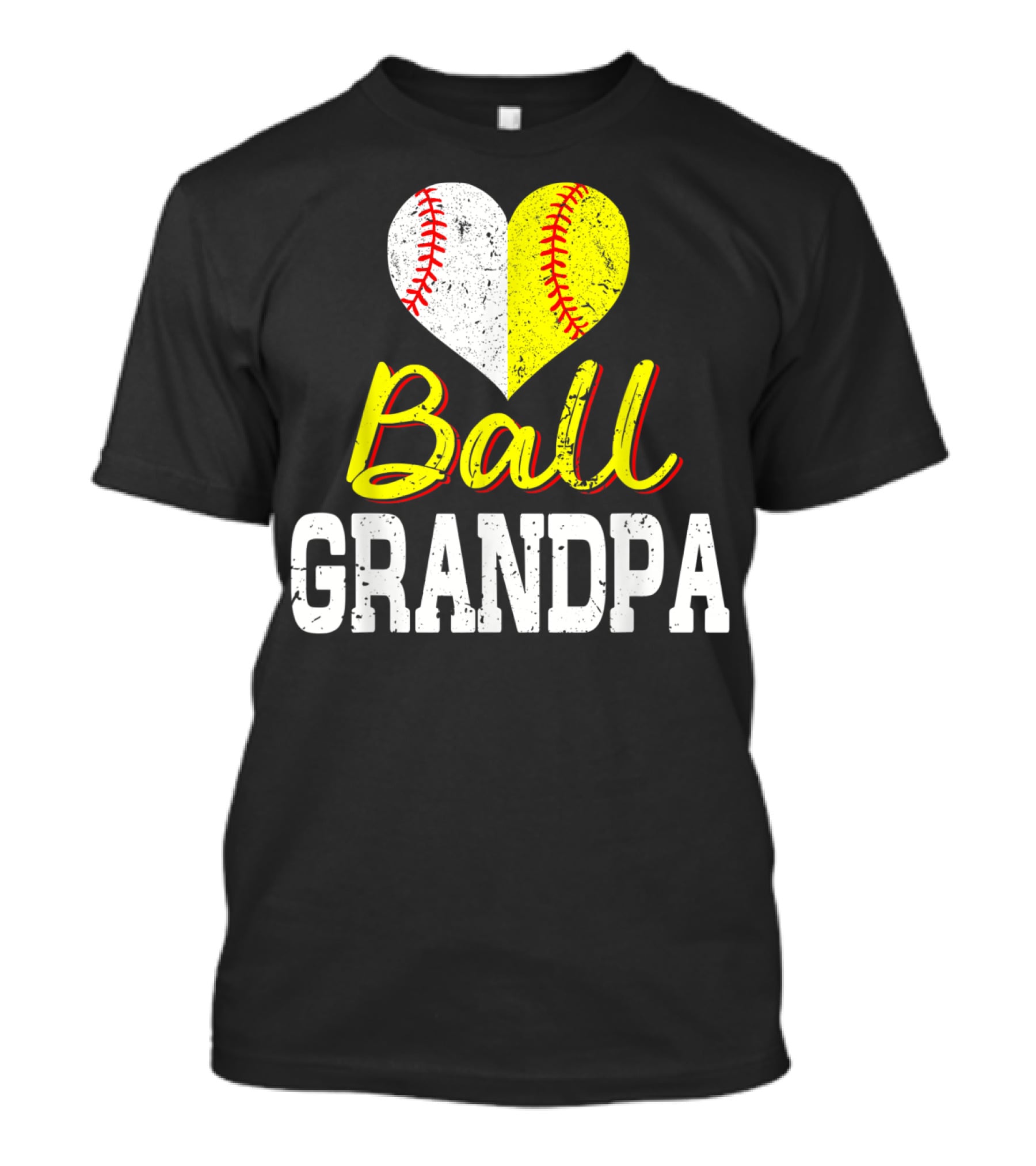 Ball Heart Baseball Softball Grandpa T-Shirt