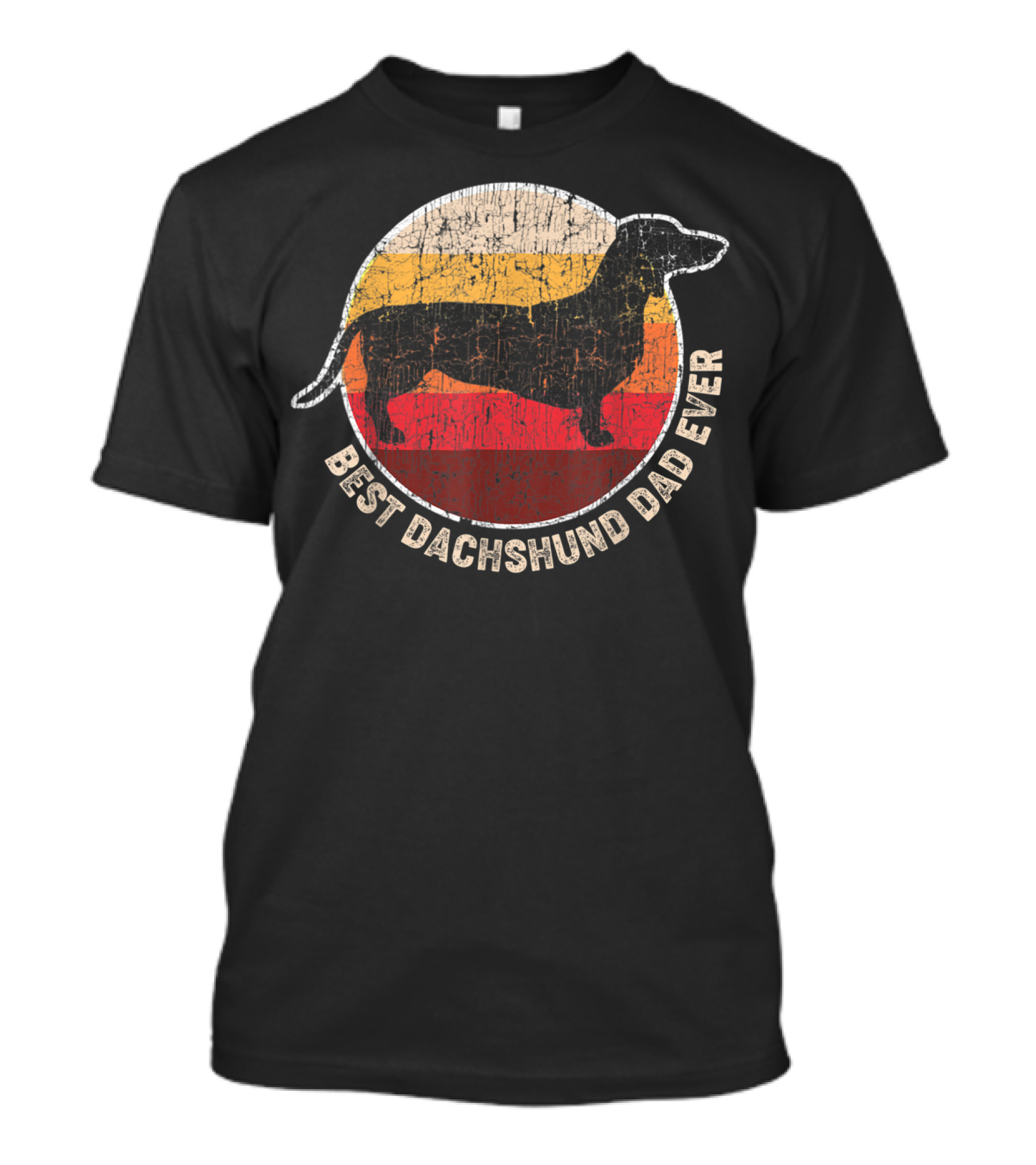 Best Dachshund Dad Ever Retro Silhouette Circle T-Shirt