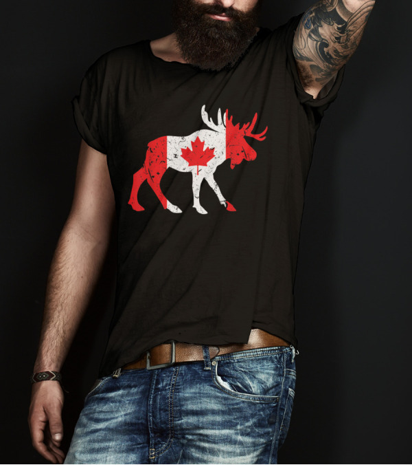 Canada Maple Leaf Moose Canadian Flag Emblem T-Shirt