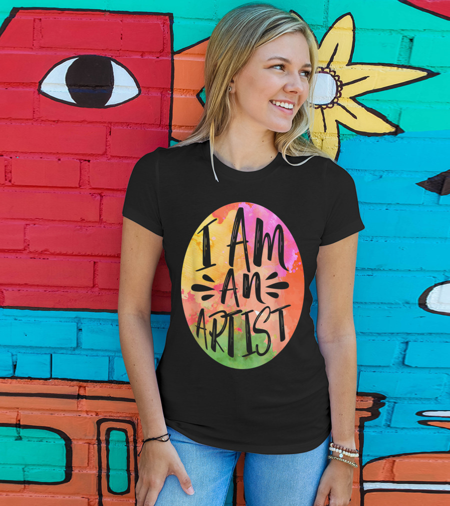 Colorful I Am An Artist Watercolor Paint Splash T-Shirt