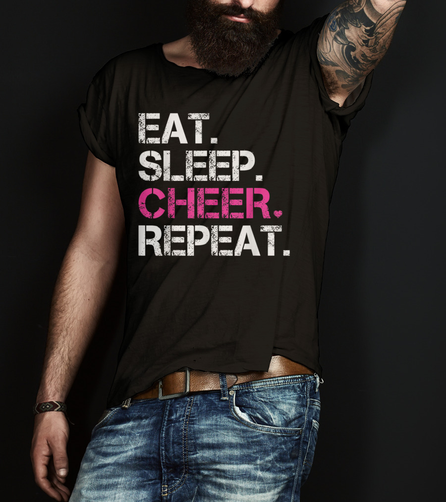Eat Sleep Cheer Repeat Cheerleading Cheerleader T-Shirt