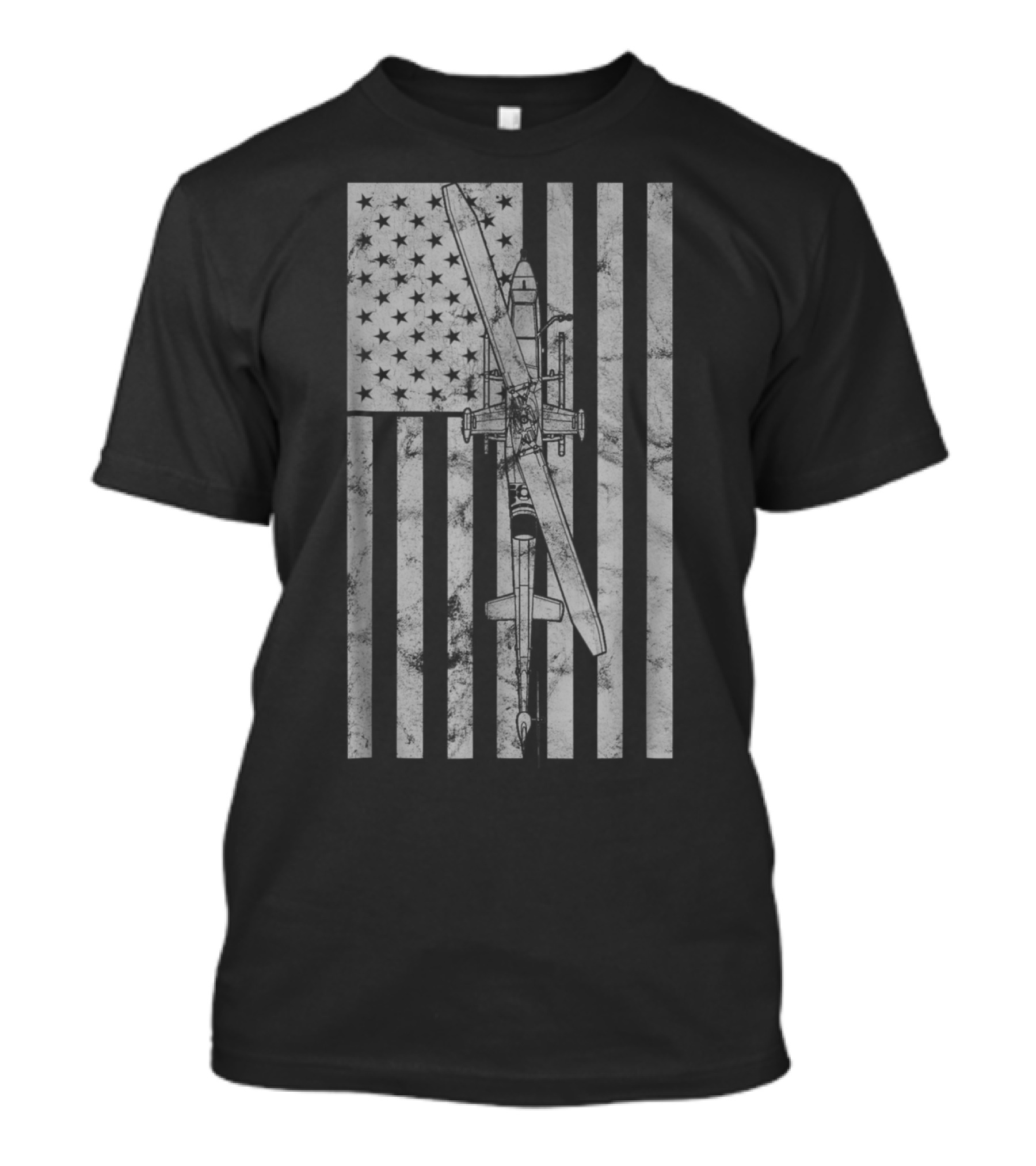 AH 1 Cobra Attack Helicopter American Flag Military Vintage T-Shirt