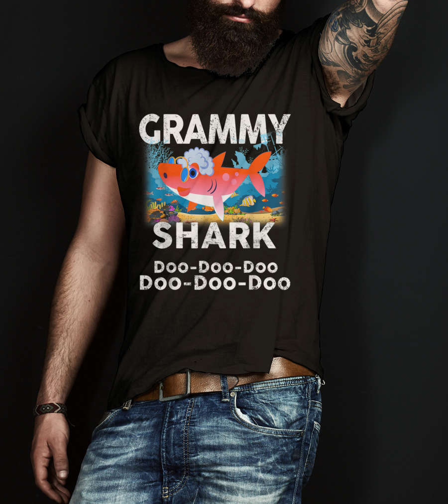 Grammy Shark Doo-Doo-Doo Doo-Doo-Doo Ocean Family T-Shirt