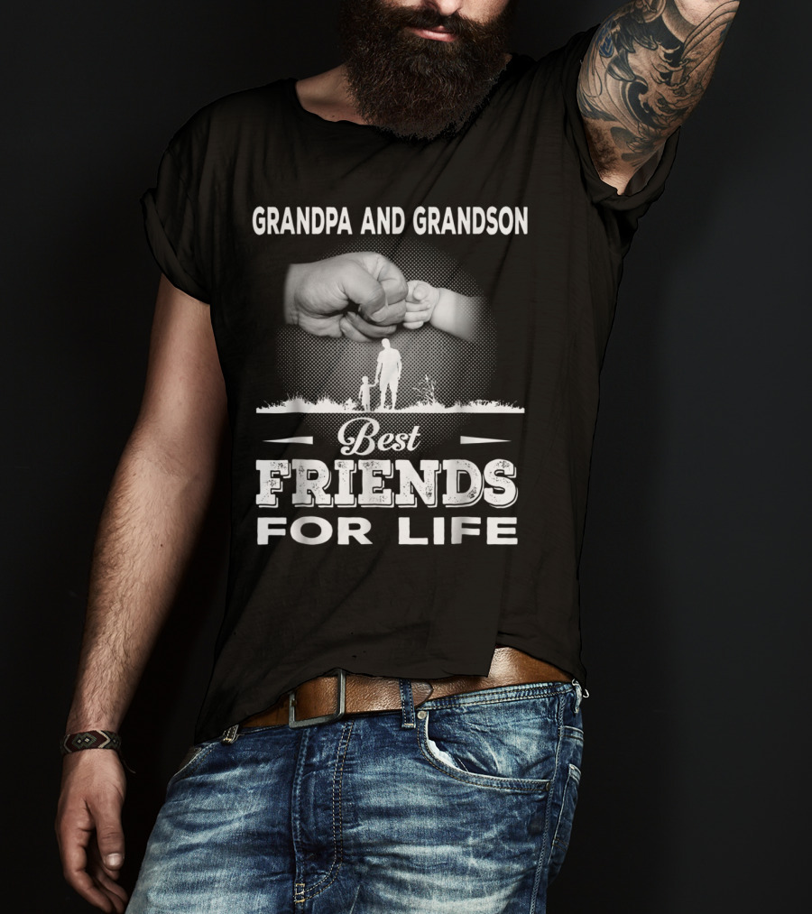 Grandpa And GrandSon Fist Bump Best Friends For Life Generations Together T-Shirt