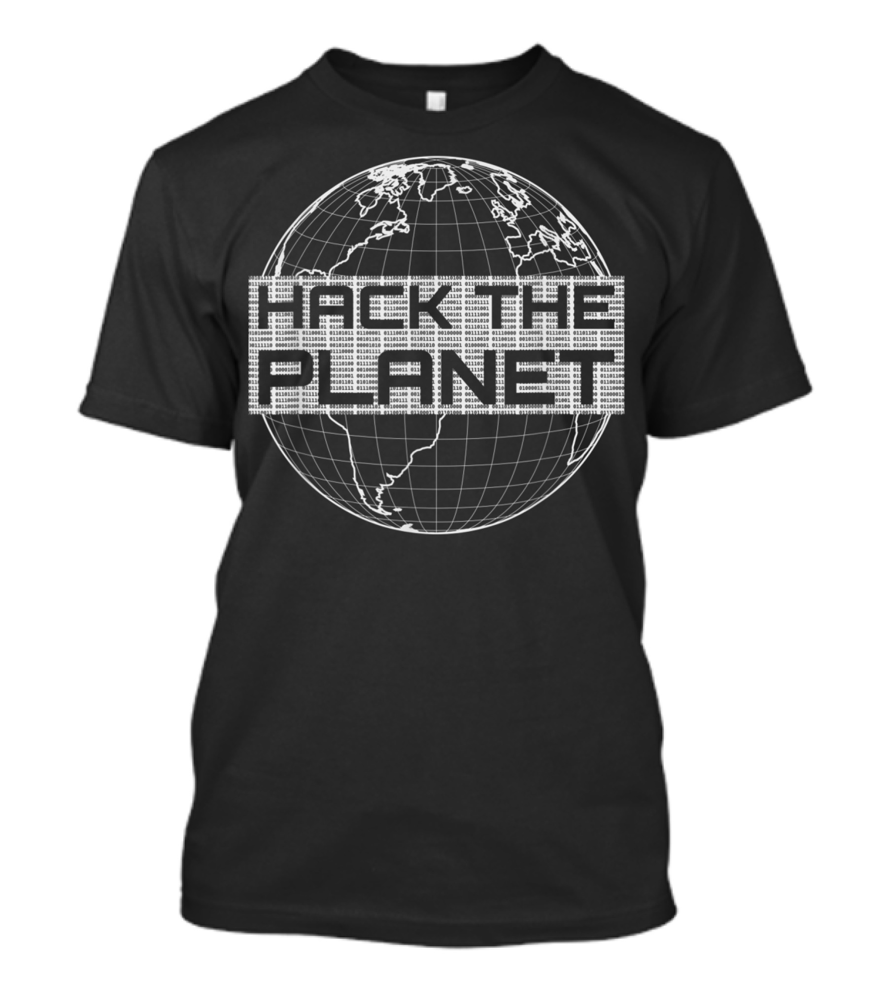 Hack The Planet Light Gray Globe Graphic For Computer Hackers T-Shirt