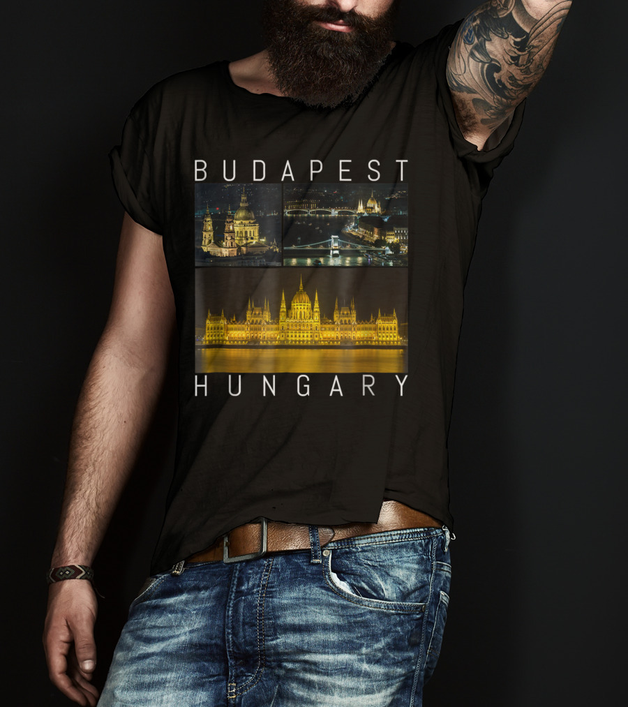 Budapest Hungary Nighttime Landmarks Photography Gallery T-Shirt