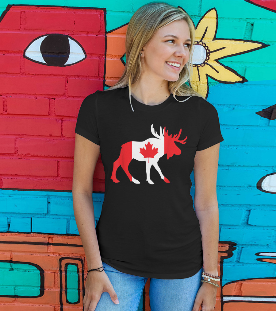 Canada Moose Flag Maple Leaf T-Shirt