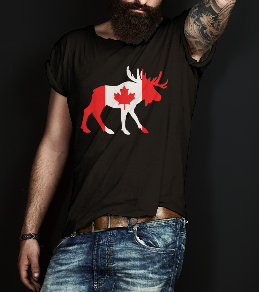Canada Moose Flag Maple Leaf T-Shirt