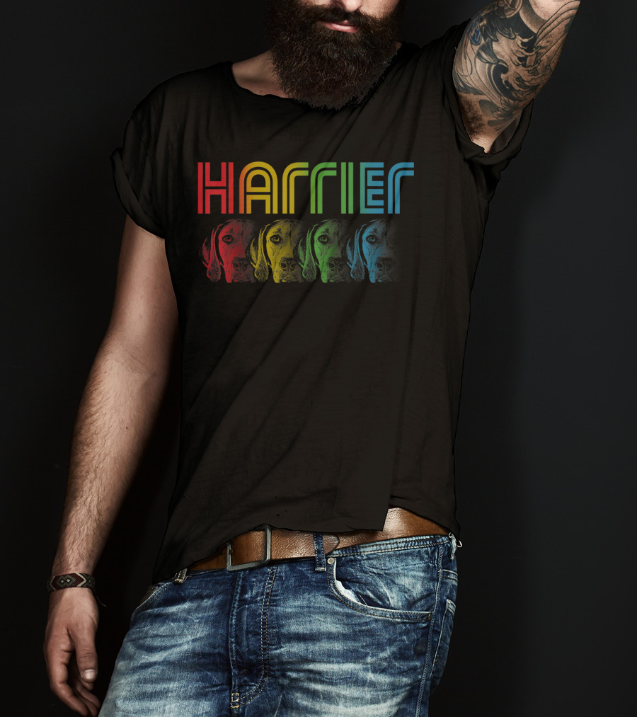 Harrier Dog Rainbow Cool Groovy T-Shirt