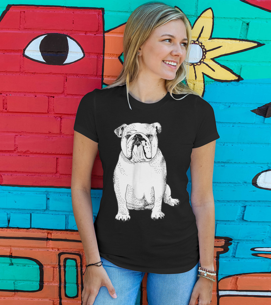 English Bulldog Dog Lover Owner Art Sketch T-Shirt
